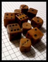 Dice : Dice - 6D - Very Old Ivory or Bone Dice Group Brown and Tan in Color
